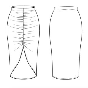 MADISON DIY Tailored Ruched & Asymmetrical Midi Skirt Pattern, Office ...