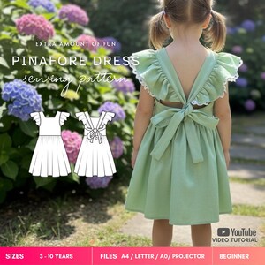 Daisy Pinafore Dress Sewing Pattern: Girls Linen Toddler Dress (PDF A4/Letter/A0/Projector Files)
