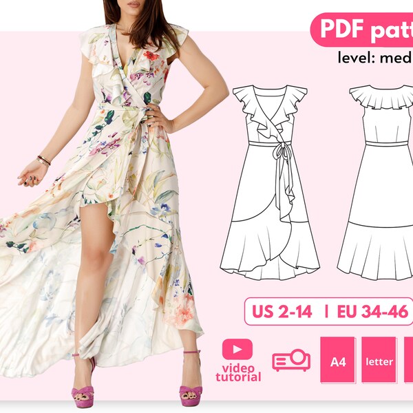 Wrap Dress Pattern Pdf - Etsy Australia