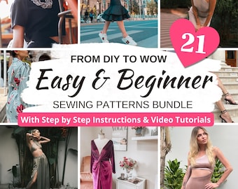 Paquete de patrones de costura para principiantes: 21 diseños fáciles de hacer para mujeres (patrón en PDF)