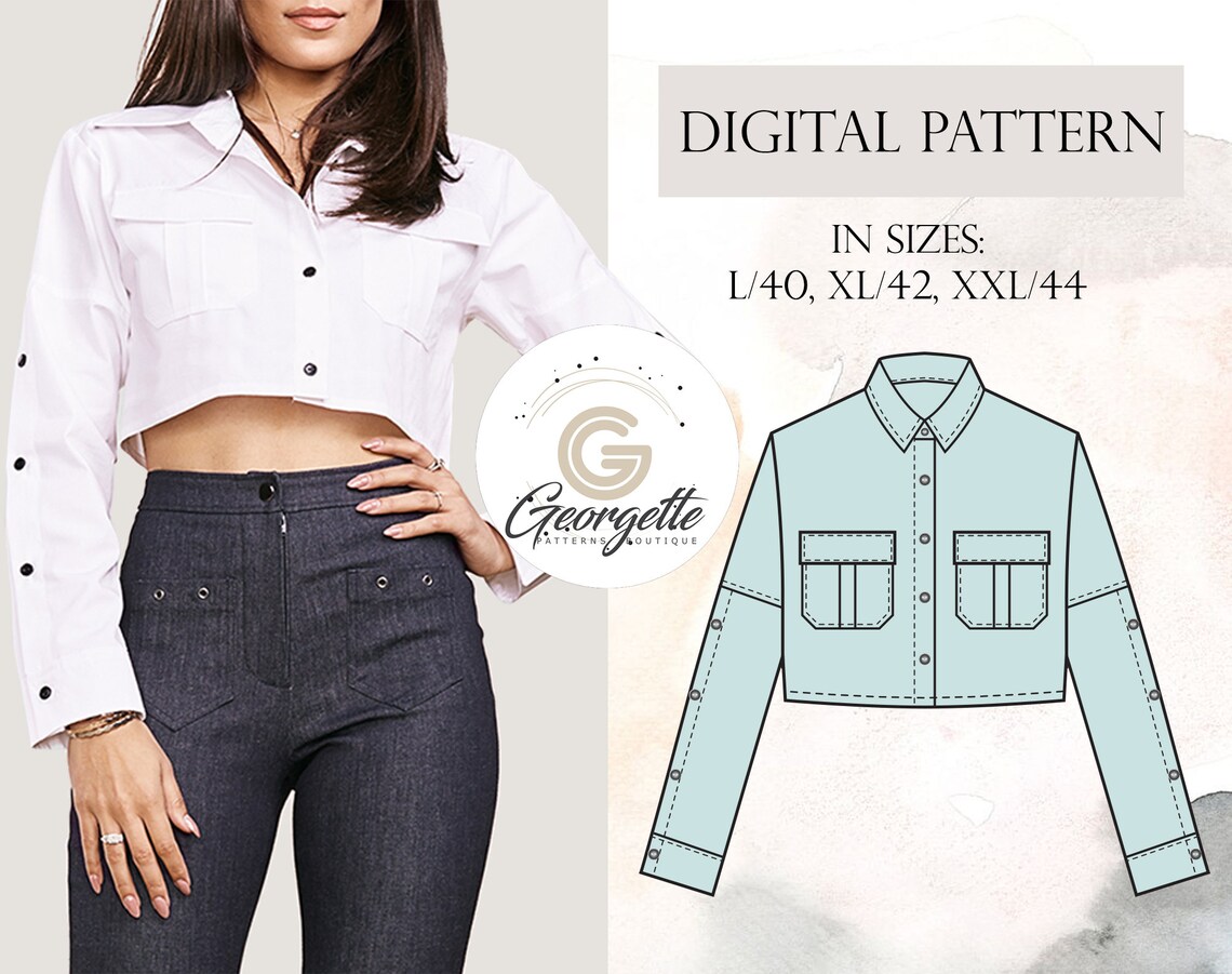 KATE Cropped Shirt Streetwear Style For Women Sewing Pattern Etsy
