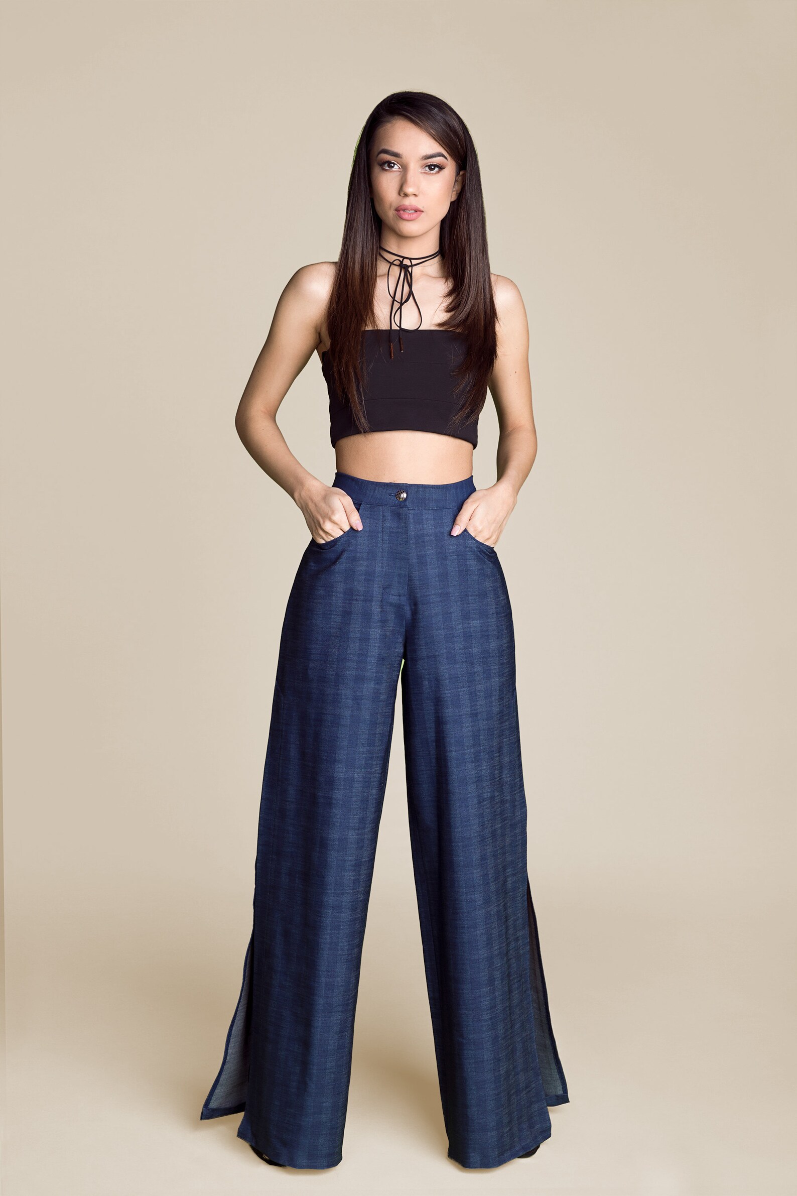 ANNE Split Side Wide Leg Pants Sewing Pattern 34 36 38 40 42 44 46 EU ...
