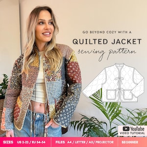 DIY Clover Quilted Jacket Sewing Pattern, Handcrafted Design Sewing Project, Patchwork Blazer with pockets PDF Digital Sewing Pattern