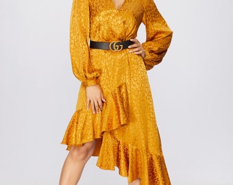 Patrón de vestido cruzado CARA DIY, vestido con cinturón y