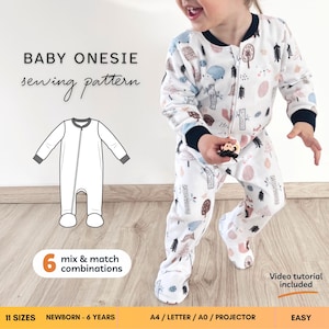 MATEI Baby Romper Sewing Pattern, Baby Onesie Sewing Pattern, Infant Pajama Sewing Pattern, Newborn Footed Sleeper Pattern