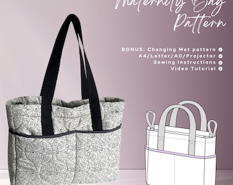Sunny Maternity Bag Sewing Pattern – PDF Diaper Bag Pattern, Large Tote with Pockets, Adjustable Strap, Stroller Bag, DIY Mom Bag Tutorial
