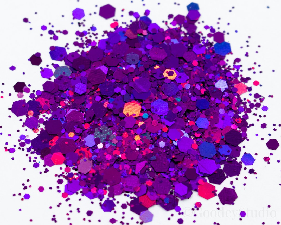 Close Out Sale Gutsy Grape Holographic Glitter, Ultra Fine, Chunky Mix Glitter, Purple Glitter