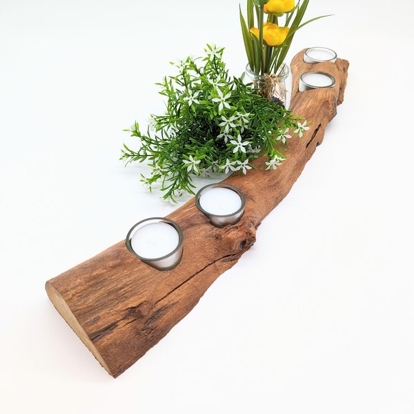 Wurzeldekoration Akazie Tisch Holz Naturbelassen | Wurzelholz Teelichthalter Rustikal | Tischdekoration Natur Massivholz | Einzelstück