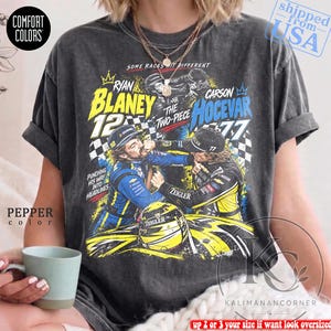 Ryan Blaney versus Carson Hocevar Comfort Colors® Shirt, Carson Hocevar Ryan Blaney Fight Sweatshirt, Racing Graphic Tee