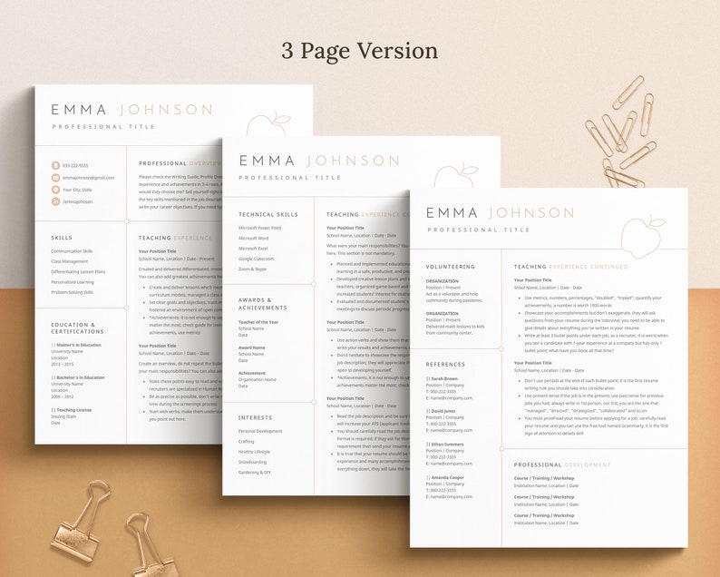 Lärar-CV-mall Word, Pages, Google Dokument, Kreativt lärar-CV, CV Lärarproffs, Undervisnings-CV, Utbildnings-CV bild 4