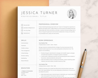 Resume Template, CV Template Word, Google Docs, Pages, Professional Resume Template with Photo, Modern Resume Template, Curriculum Vitae