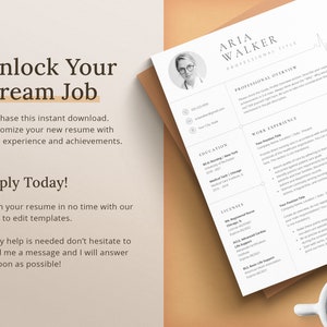 May include: A resume template with a professional overview, work experience, education, and licenses sections. The template is designed for a medical professional and features a heartbeat graphic.