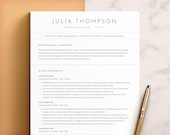 Minimalist Resume Template, Professional Modern Resume Template Word, Mac Pages, Google Docs, CV Template, Clean Simple Resume Template