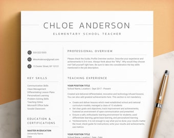 CV Professional Teacher Word, Pages, Google Docs Resume, Teacher Resume Template, Teaching Resume, Education Resume, School Resume
