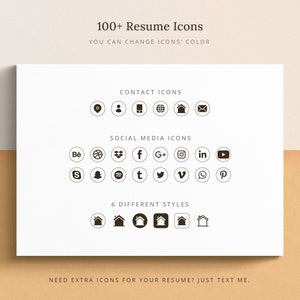 This resume template comes with resume icons, contact icons, social media icons, all in 6 different styles.