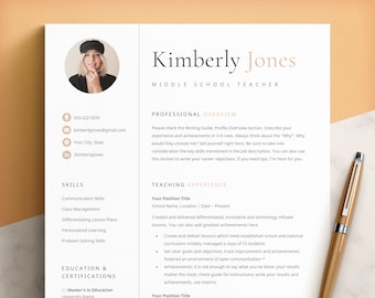 Teacher Resume Template Word, Pages, Google Docs, CV Teacher Resume, Education Curriculum Vitae, College Resume Template, High School Resume