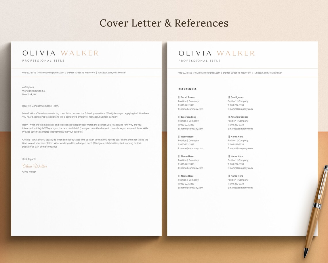 CV Resume Template Word Pages Google Docs Resume - Etsy