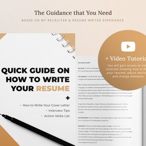 This is the best resume package because you receive a resume writing guide with resume video tutorials, action verbs list, and tips for resume writing.