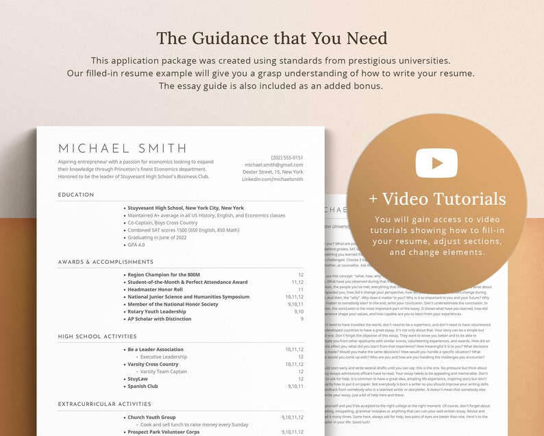 It comes with the guidance that you need to apply to college or student job.