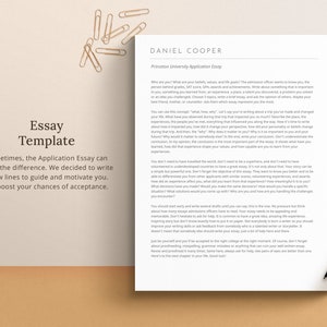 May include: A printable essay template with the title "Essay Template" and the text "Sometimes, the Application Essay can make the difference. We decided to write a few lines to guide and motivate you. It'll boost your chances of acceptance."  The template is designed to help students write a compelling essay for college applications.