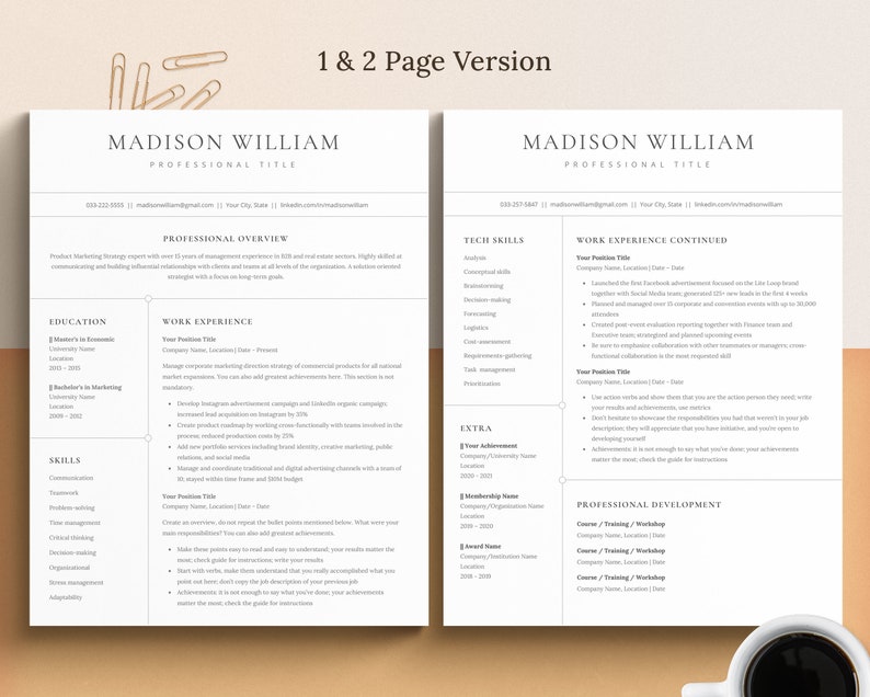 one page resume and two page resume