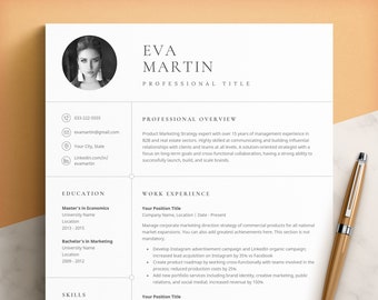 CV Word with Photo, Resume with Picture, Professional Resume Template Modern Page, Clean Modern Resume Template, Curriculum Vitae