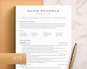 ATS Resume Template Word, Pages, Google Docs, Minimalist ATS CV Template, Modern Executive Resume, Professional Resume, Basic Simple Resume