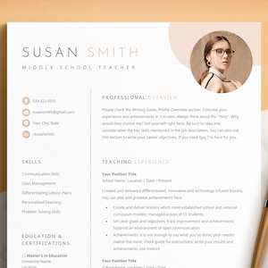Teacher Resume Template, Teacher CV Template, Resume Template Word, Google Docs, Pages, Creative Teacher Resume Template, Teaching Resume