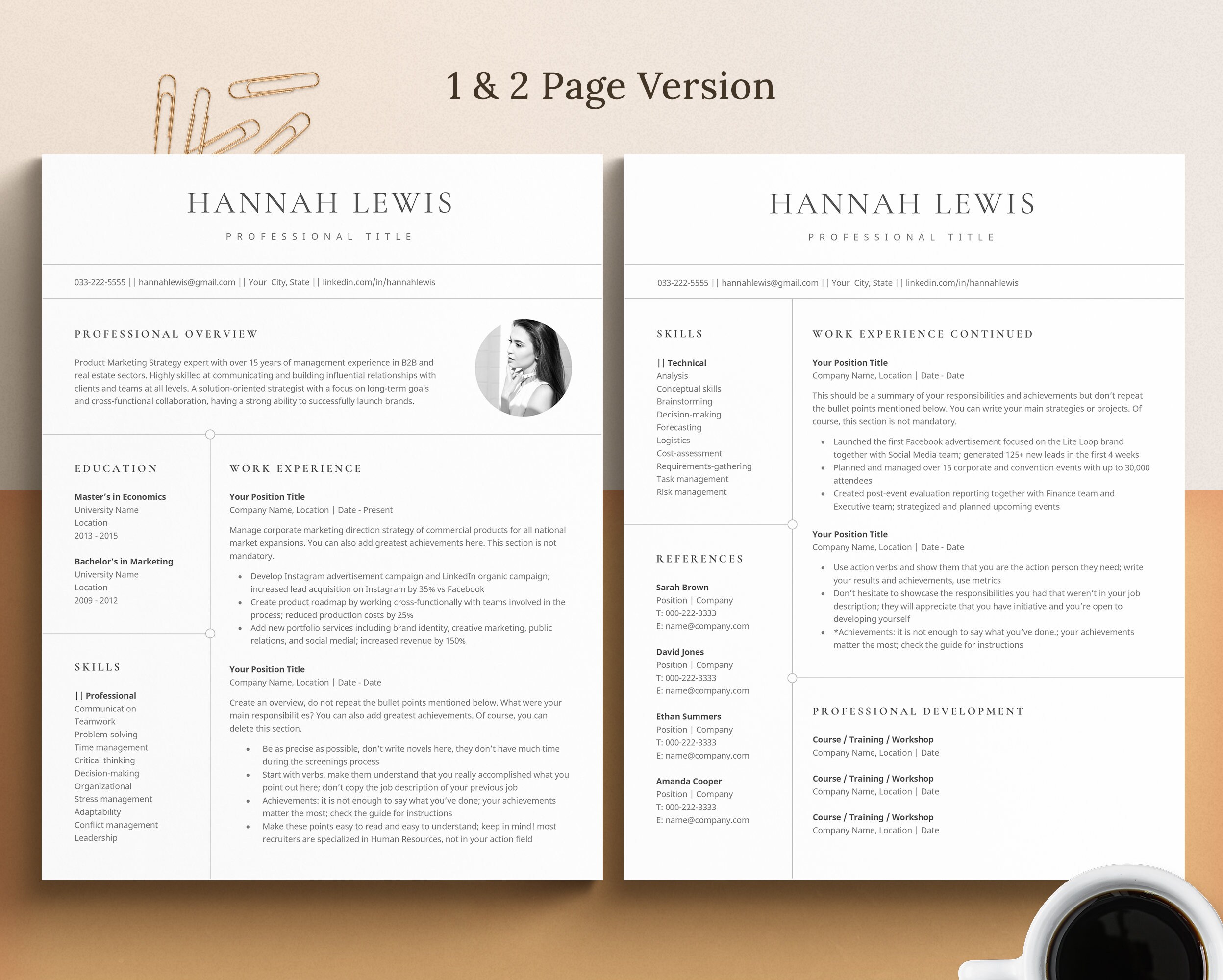 CV Resume with Photo Resume Template for Word and Mac Pages | Etsy