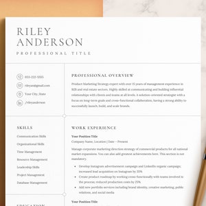 Resume Template for Word, Pages, & Google Docs Resume Template, CV Template, Marketing Resume Template, Modern Resume CV with Cover Letter