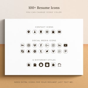 This resume template comes with resume icons, contact icons, social media icons, all in 6 different styles.