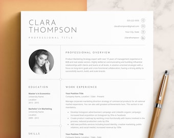 CV-sjabloon CV CV met foto, CV Word, professionele moderne CV-sjabloon voor Word en Pages, moderne Executive CV-sjabloon 2021
