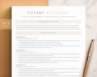 ATS Friendly Resume Template, Resume Template Word & Pages, Resume Google Docs, Modern Resume, ATS Compatible Professional Resume, CV