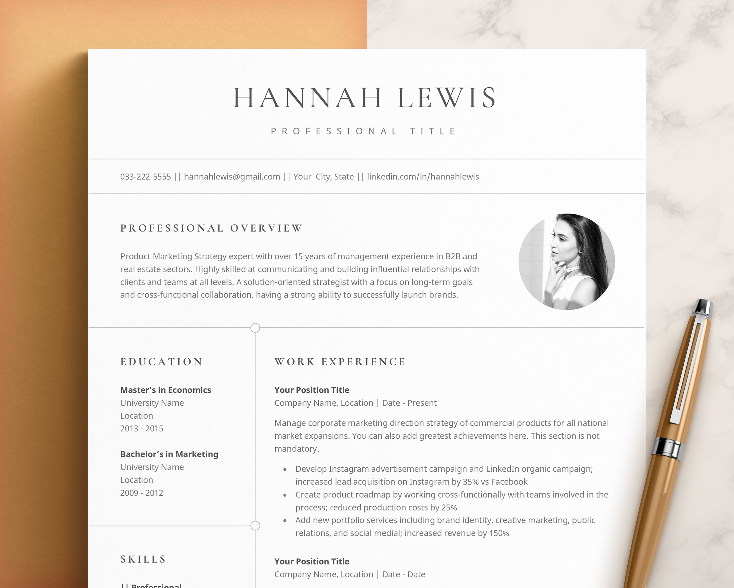 CV Resume With Photo Resume Template for Word and Mac Pages - Etsy