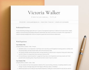 CV Template for Word, Pages, Google Docs | Minimalist Resume Template, Simple Resume, Professional Resume Template, CV Template Professional