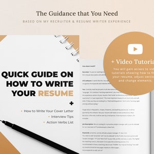 This is the best resume package because you receive a resume writing guide with resume video tutorials, action verbs list, and tips for resume writing.