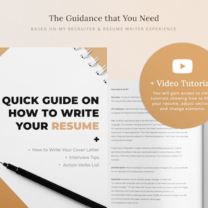 This is the best resume package because you receive a resume writing guide with resume video tutorials, action verbs list, and tips for resume writing.