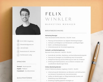 Bewerbungsvorlagen, Lebenslauf Vorlage für Word, Mac Pages, Google Docs, Moderner Lebenslauf, Anschreiben, Anlagen, Deckblatt, Bewerbung