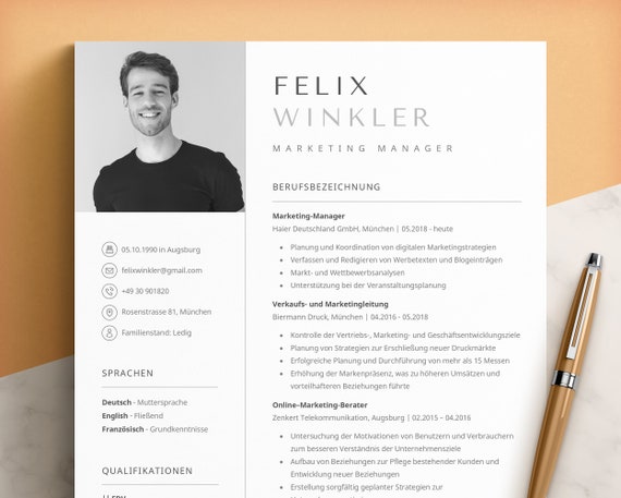 Bewerbungsvorlagen, Lebenslauf Vorlage für Word, Mac Pages, Google Docs, Moderner Lebenslauf, Anschreiben, Anlagen, Deckblatt, Bewerbung