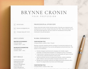 Professional Resume Template Modern for Word, Pages, Google Docs Resume | CV Resume Template, Curriculum Vitae, Modern Resume CV Template