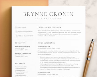 Professional Resume Template Modern for Word, Pages, Google Docs Resume | CV Resume Template, Curriculum Vitae, Modern Resume CV Template