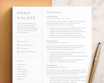 Moderne CV-sjabloon, CV-sjabloon Word, Pagina's, Google Documenten, CV-sjabloon, minimalistisch CV, Executive CV, Curriculum Vitae