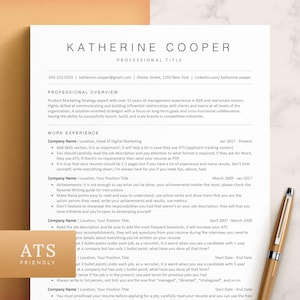 ATS Friendly Resume Template Word, Pages, Google Docs, ATS Resume, ATS Cv Resume Template, Minimalist Resume, Simple Resume, Basic Resume