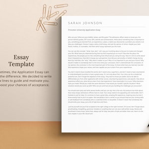 May include: A printable essay template with the title "Essay Template" and the text "Sometimes, the Application Essay can make the difference. We decided to write a few lines to guide and motivate you. It'll boost your chances of acceptance."