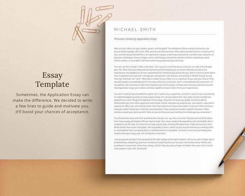The essay template is the most important part of your college application. This is the template for it and a short writing your essay guide.