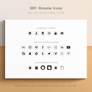 This resume template comes with resume icons, contact icons, social media icons, all in 6 different styles.