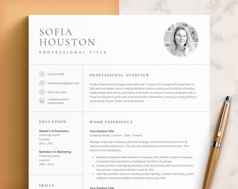 CV Template with Photo | Word Resume, Mac Pages, Google Docs Resume, CV Resume with Photo, Modern Resume Template Word, Resume with Picture