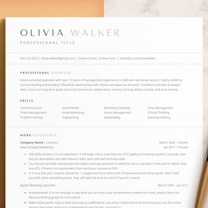 CV Resume Template Word, Pages, Google Docs Resume, Professional Resume Template Modern 2 Pages, CV Template, Clean Modern Resume Template