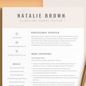 Teaching Resume for Word, Mac Pages, Google Docs | Resume Template, CV Template, Teacher Resume Template, Creative Resume, Modern Resume