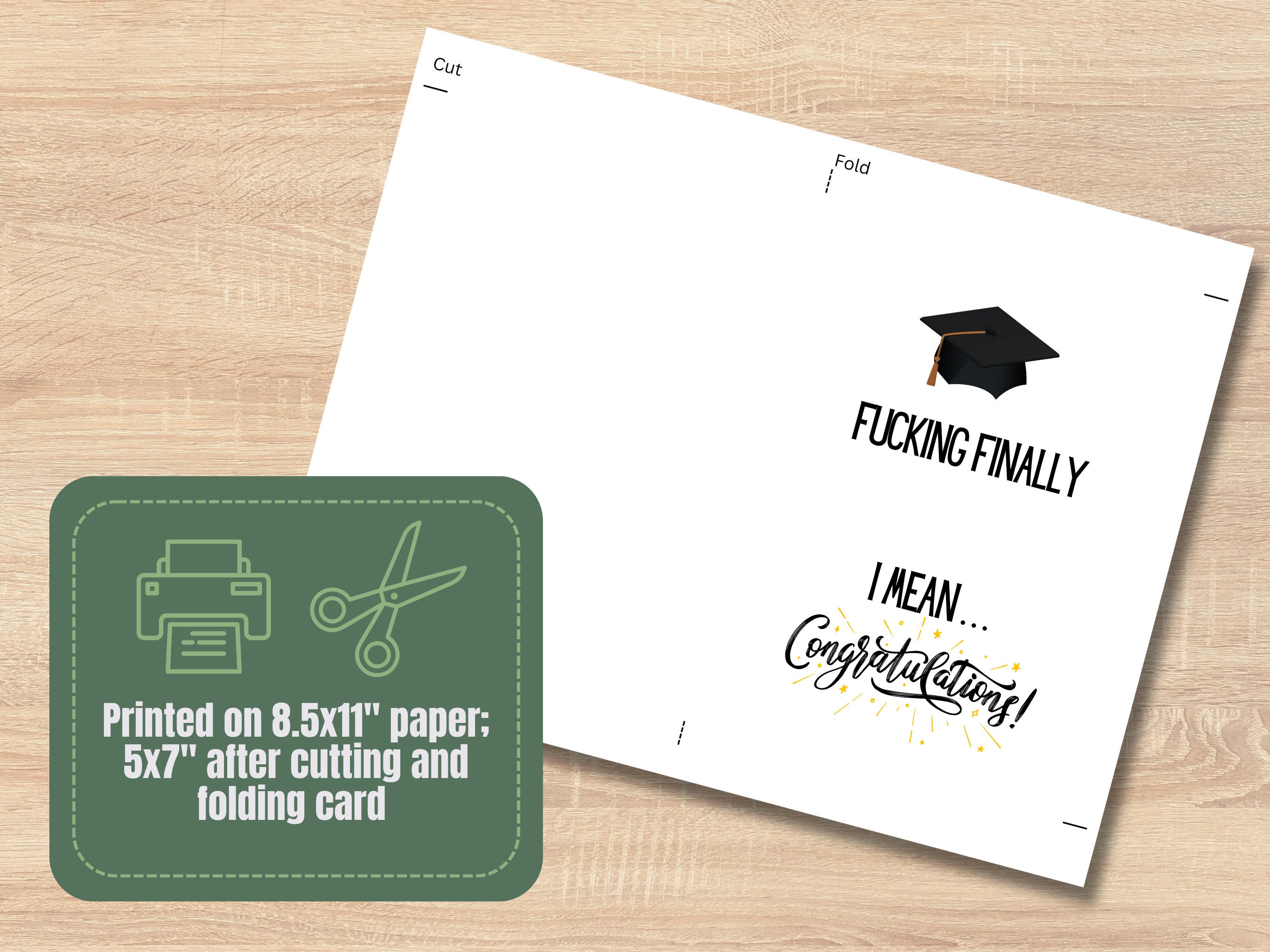 Printable Graduation Card, Fing Finally I Mean Congratulations, High ...